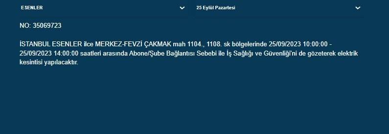 BEDAŞ İstanbul’un 22 ilçesinde elektriklerin kesileceğini duyurdu 12